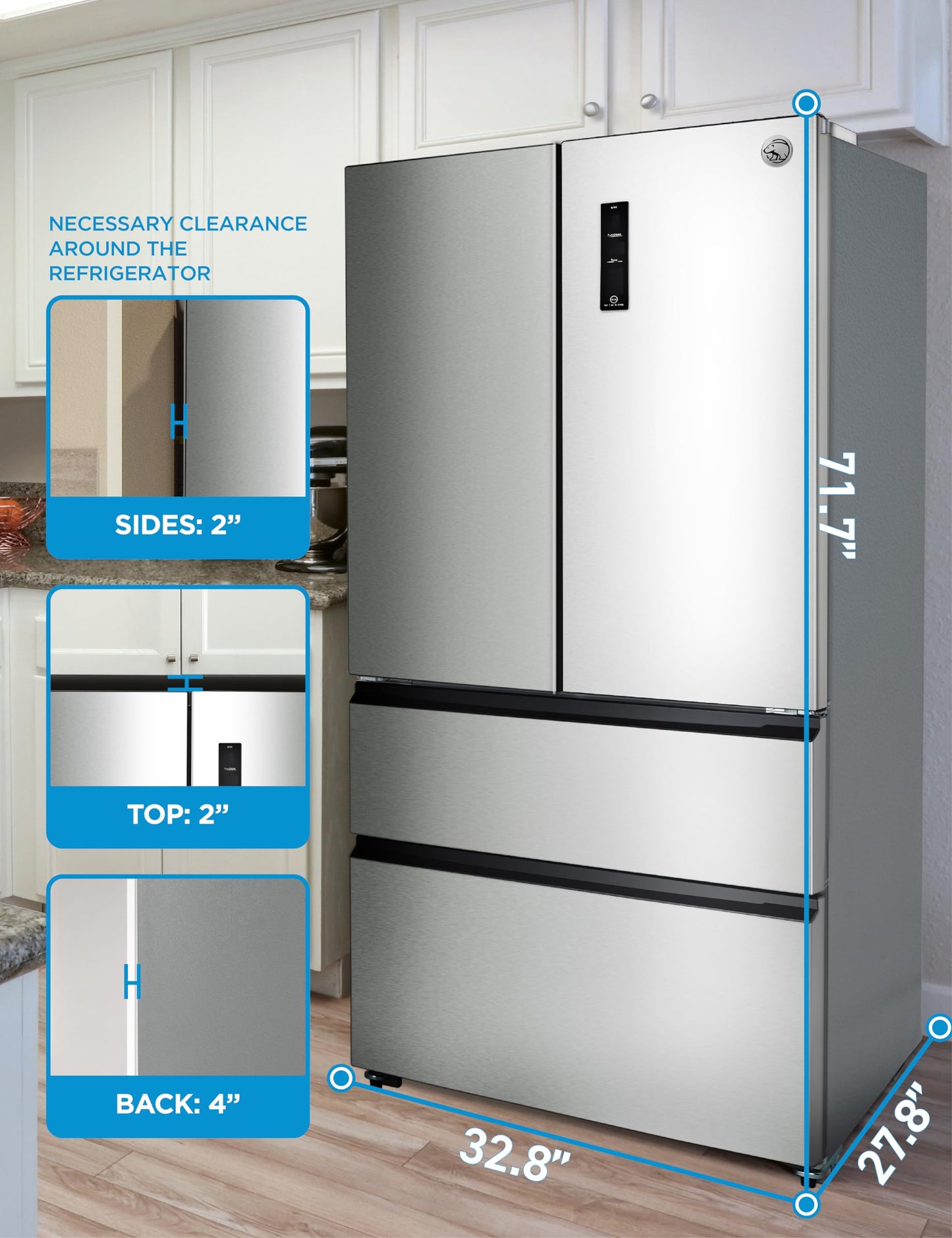 Commercial Cool 20 Cu. Ft. Top Mount Refrigerator with Freezer, 2-Door Refrigerator with Top Freezer and Adjustable Temperature Control, Ice Maker Ready, Energy Star Certified, Stainless Look