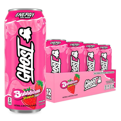 GHOST Energy Drink, Zero Sugars, 12-Pack, Cherry Limeade, 16oz | Energy & Focus Pre Workout Drink, No Artificial Colors, Gluten-Free, Vegan - 200MG Natural Caffeine, L-Carnitine, Taurine