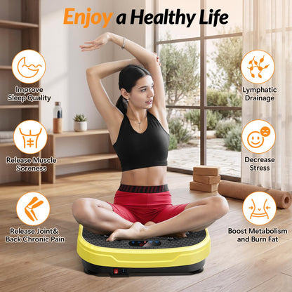 Vibration Plate Exercise Machine for Lymphatic Drainage, Full Body Shake Platform Board for Home Fitness, Fat Burning, 5 Program Modes and 99 Speed Levels