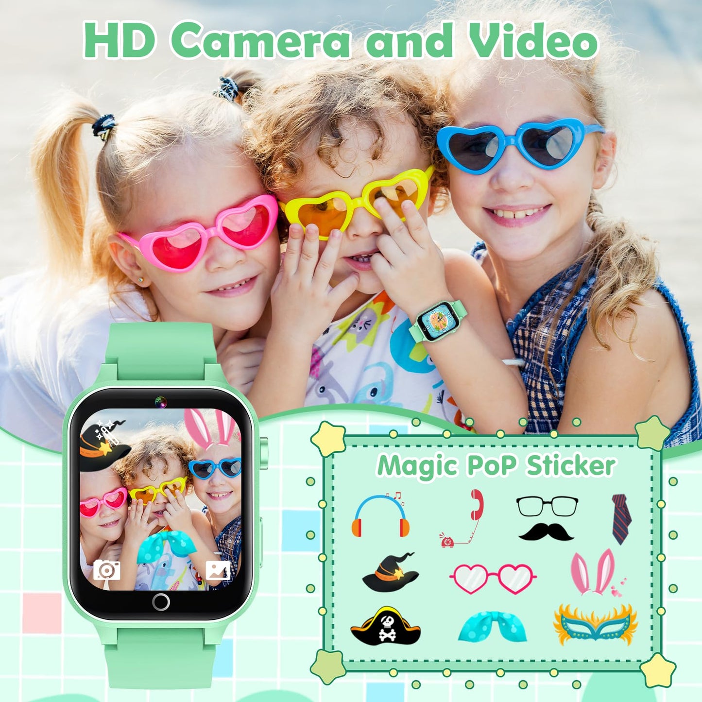 Luyiilo Smart Watch for Kids, with 26 Puzzle Games, Touch Screen, HD Camera, Alarm Clock, Toys for Ages 4-12 Years Old.Birthday Gift for Boys Girls (Blue)