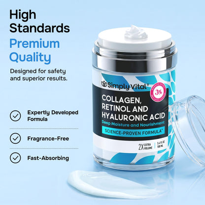 Anti-Aging Face Moisturizer with Retinol, Collagen & Hyaluronic Acid - Moisturizer Face Cream for Women & Men - Visibly Firming & Hydrating Neck Cream - Day & Night Skin Care - 1.7 fl oz