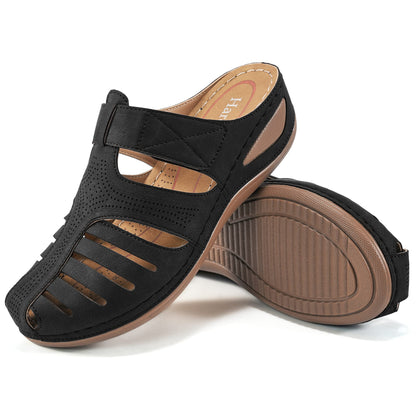 HARENCE Clogs for Women Mules Shoes: Comfortable Dressy Closed Toe Platform Sandals 2026 Summer Casual Adjustable Slip On Walking Wedges