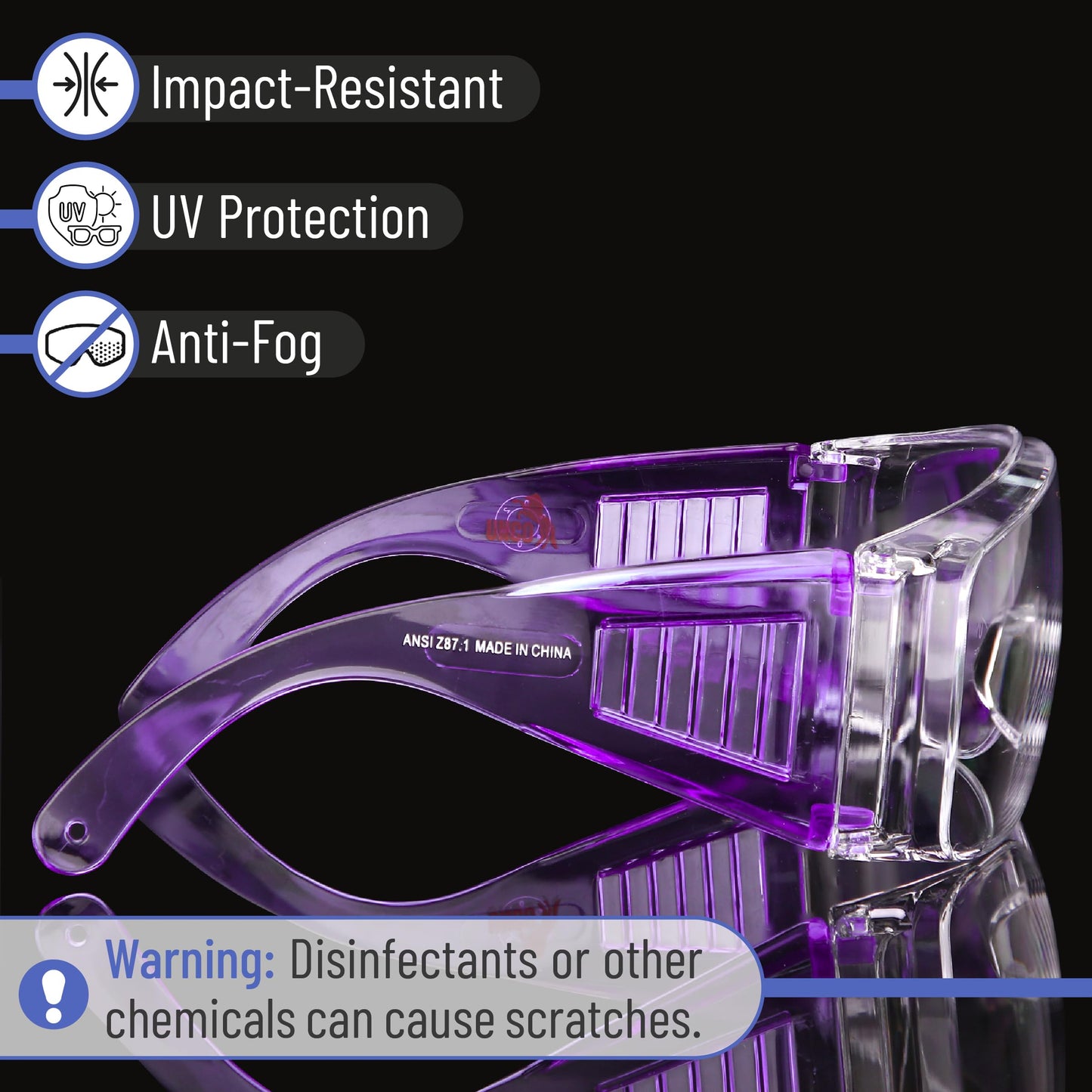 UNCO- Safety Goggles Over Glasses, Protective Goggles, Anti Fog, Work, Safety Glasses Over