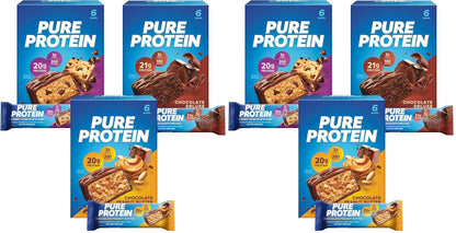 Pure Protein Bars,High Protein,Nutritious Snacks to Support Energy,Low Sugar,Gluten Free,Variety Pack,1.76oz,18 Count (Pack of 2)