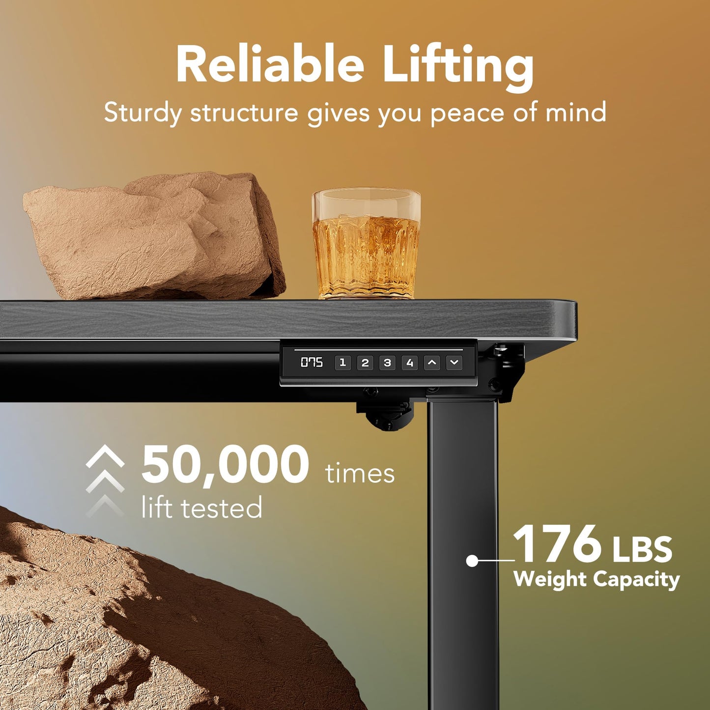 HUANUO 32" Small Electric Standing Desk Adjustable Height, 4 Memory Height Settings, Sit Stand Up Desk for Home Office & Computer Workstation, LightWalnut