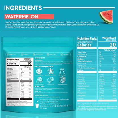 Electrolytes Powder Packets Sugar Free, 30 Sticks High Sodium Hydration Packets, Electrolyte Drink Mix with Lemon Lime Watermelon Peach Berry Kiwi Tropical Punch Lychee Cranberry, 10.5OZ