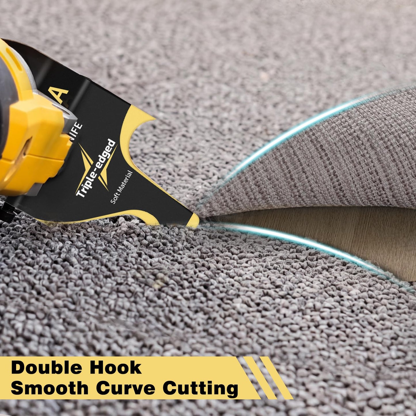 4PCS Hook Knife Oscillating Multitool Blades,Triple-Edge Push Pull Scraper Oscillating Multi Tool for Roofing Shingles,PVC Floor,Carpet,Cardboard Cutting Fit DeWalt, Milwaukee,Ryobi,Fein,Rockwell