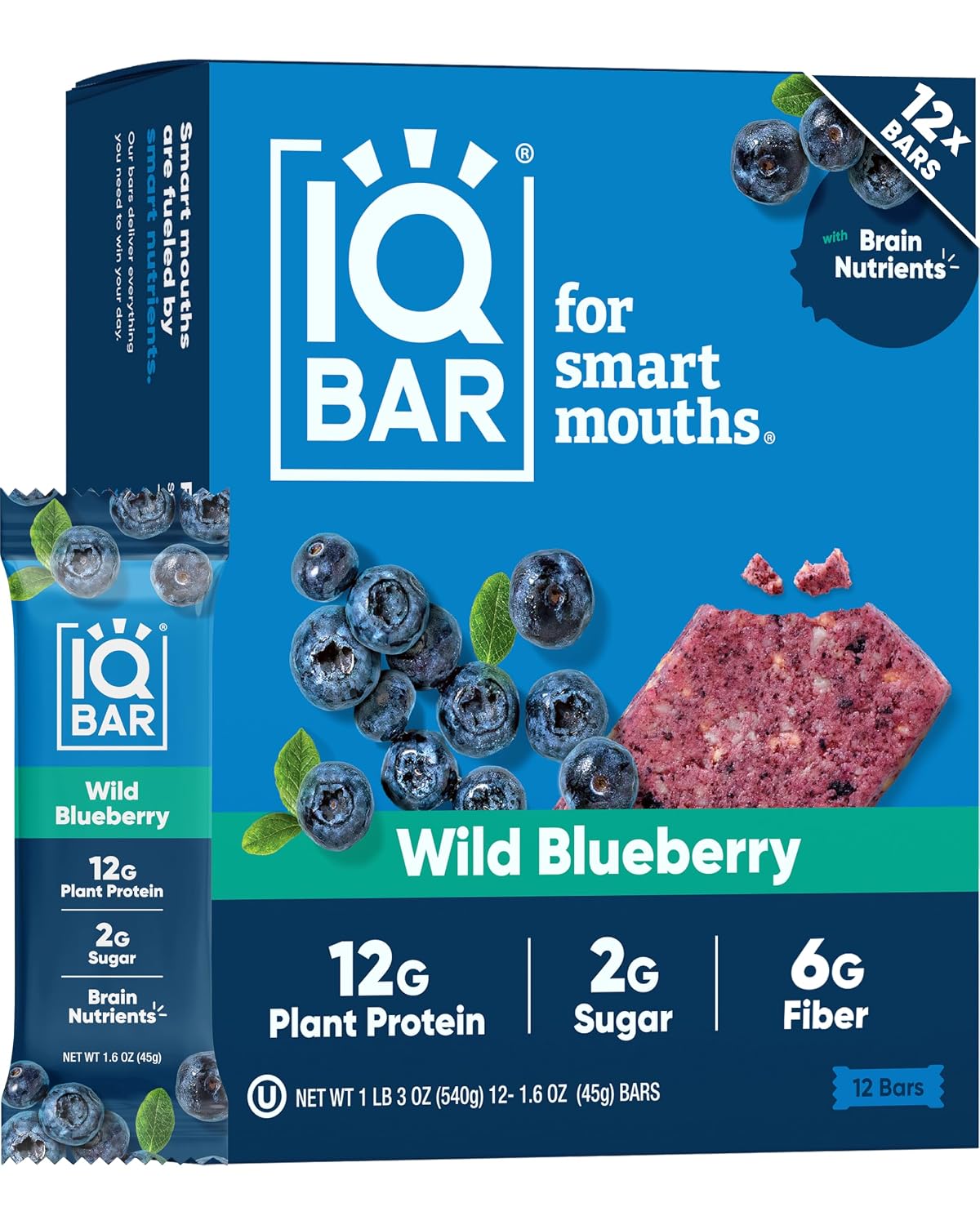 IQBAR Clean Plant Protein Bars, Almond Butter Chip 12-Count | Protein Snack | High Fiber, High Protein, Low Sugar, Clean Label Project Certified | Gluten Free, Dairy Free, Vegan, Keto, Soy Free