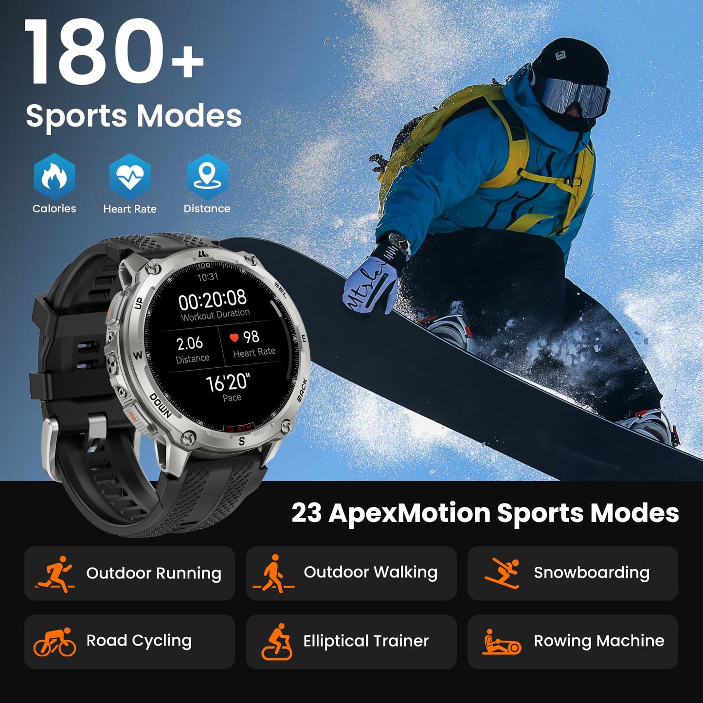KOSPET Tank T4 Rugged Smart Watch for Men, GPS & Offline Maps, Full Stainless Steel, 10ATM Waterproof 45m Freediving, 180+ Sports Modes, 15-Day Battery, Bluetooth Calls, Heart Rate & Sleep Monitor