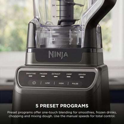 Ninja Kitchen System | All-in-One Food Processor & Blender for Smoothies | Includes Pitcher, (2) 16 oz. To-Go Cups & 8-Cup Bowl | Makes Salsa, Dough, Shakes, & Frozen Drinks | 1500W | Black | BL770