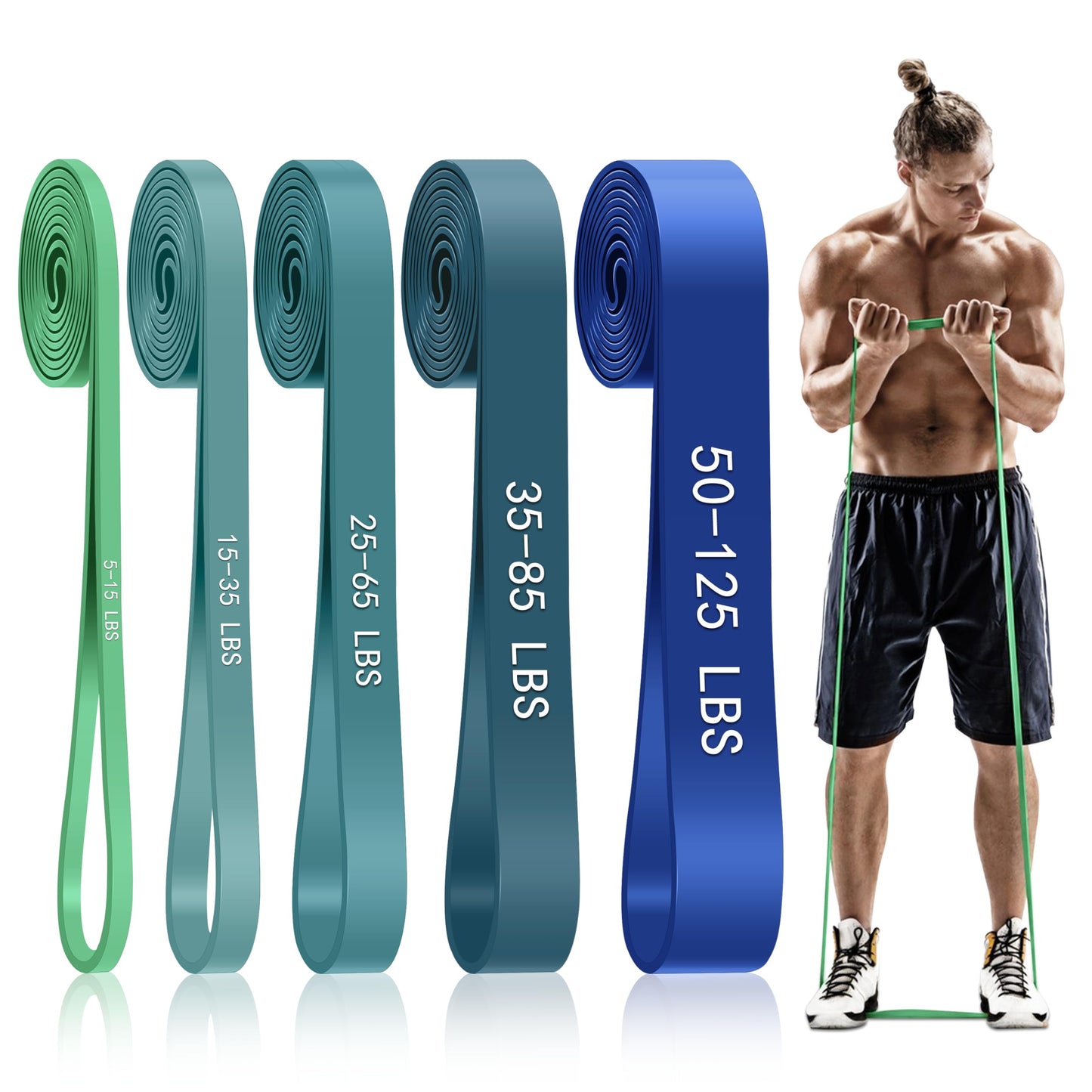 Pull Up Assistance Bands, 5-Level Resistance Bands for Working Out, Pull Up Bands for Men & Women, Exercise Bands for Full-Body Training, Fitness, Physical Therapy, Stretch Workout Bands at Home, Gym