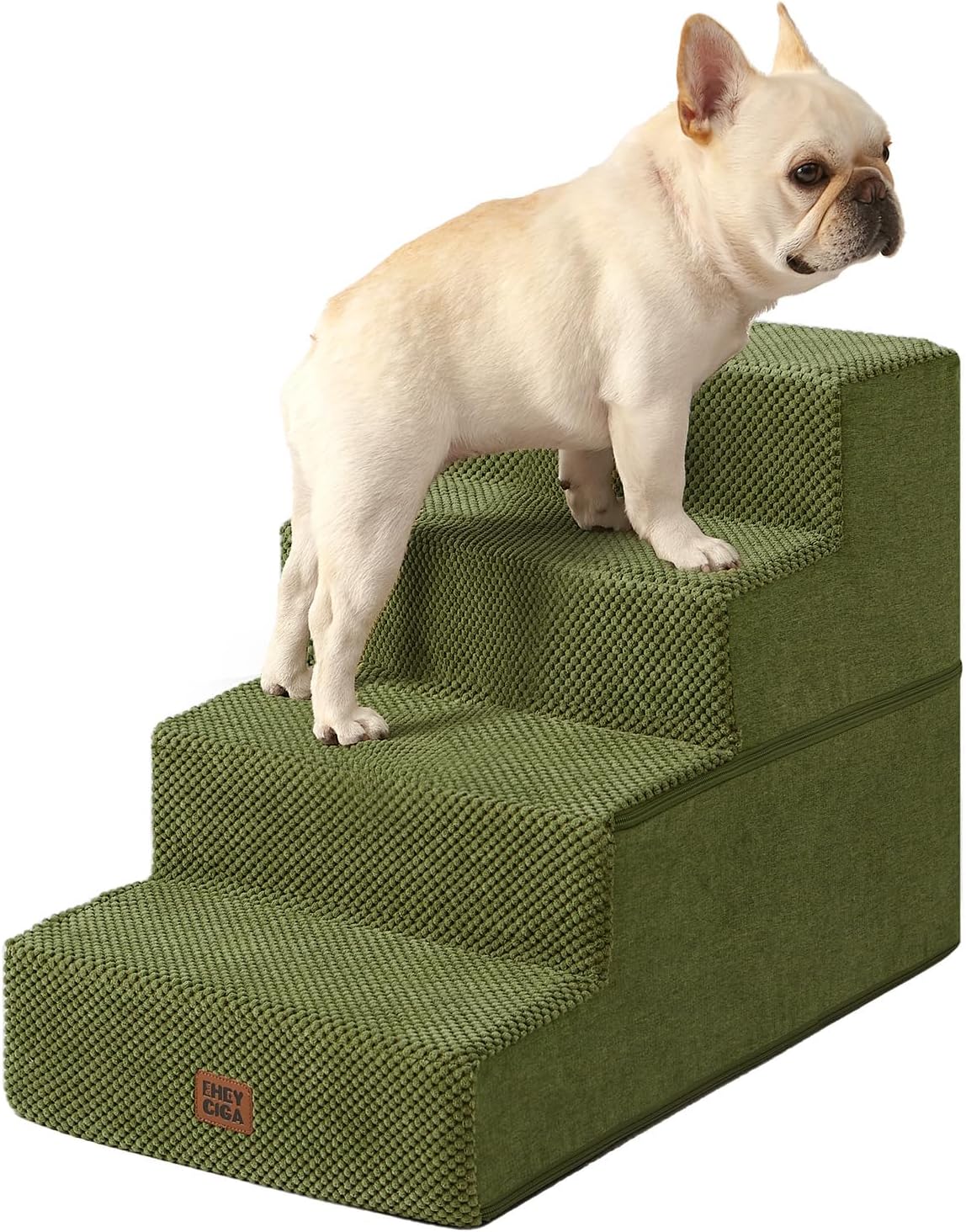 EHEYCIGA Dog Stairs for Small Dogs 13.5" H, 3-Step Dog Steps for Couch Sofa and Chair, Pet Steps for Medium Cats, Non-Slip Balanced Pet Ramp Indoor, Grey