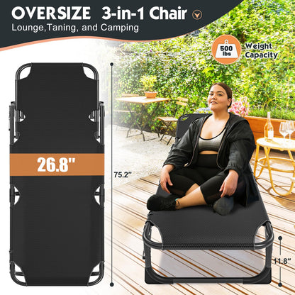 MOPHOTO Folding Lounge Chair 5-Position, Folding Cot, Portable Outdoor Chaise Lounge Chair for Sun Tanning, Perfect for Pool Beach Patio Sunbathing
