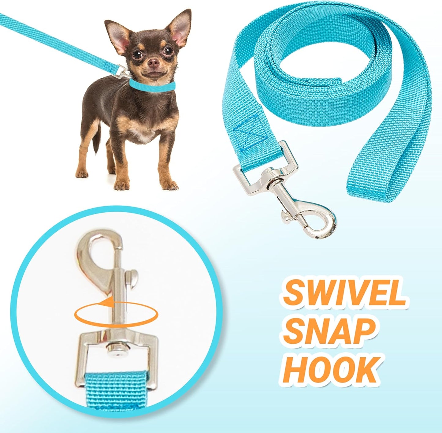 12 Pack Bulk Dog Leashes, 6FT Pet Lead Leash with Swivel Hook | Pet Leash for Outdoor Walking, Training, Rescues, Shelter, Grooming, Small Medium Large Dogs