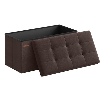 SONGMICS MAZIE Collection - 30 Inches Folding Storage Ottoman Bench, Ottoman Foot Rest, End of Bed Bench, Storage Chest, Load 660 lb, for Living Room, Bedroom, Entryway, Dark Gray ULSF47K