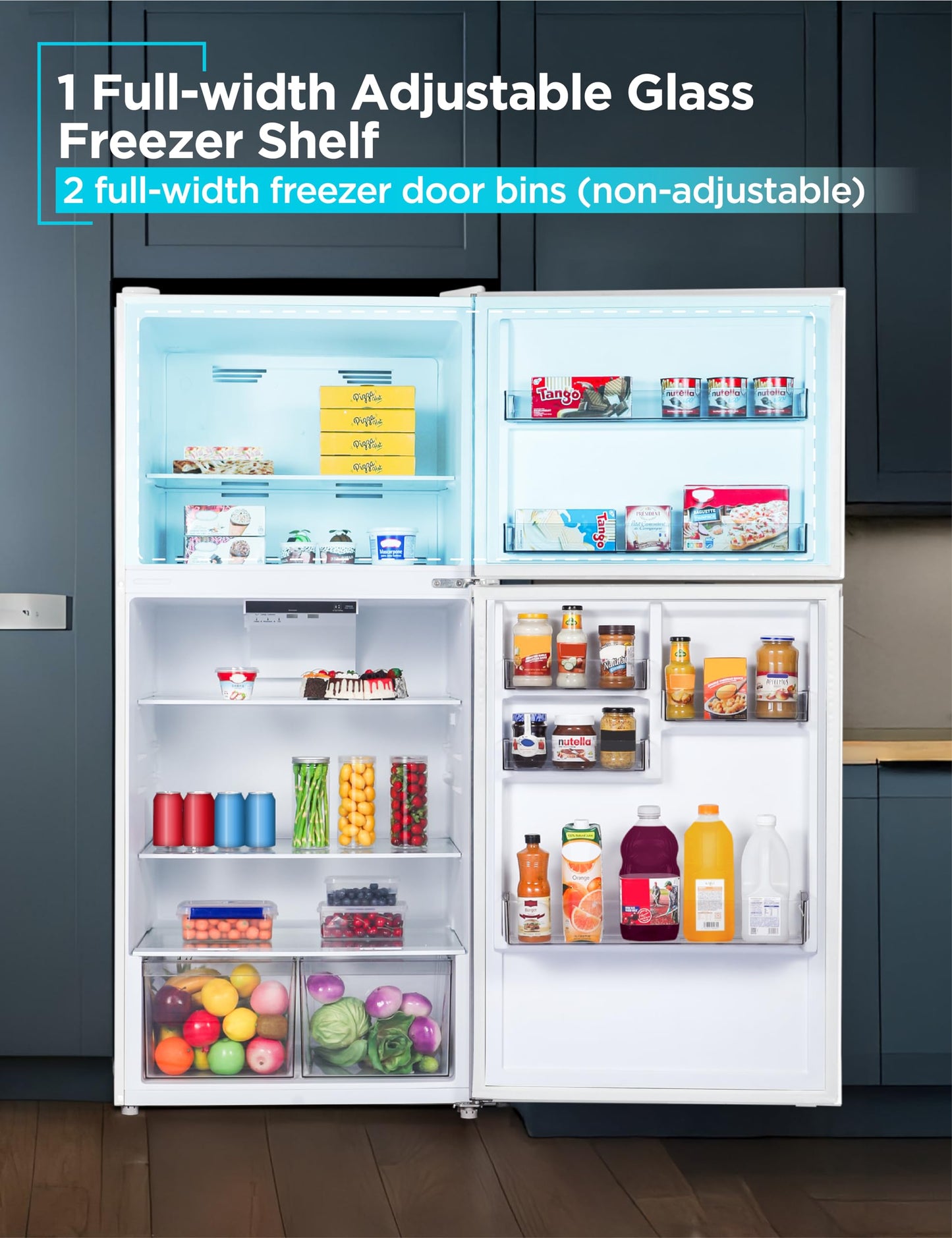 BLACK+DECKER 16.4 Cu. Ft. Top Mount Refrigerator with Freezer, 2 Door Refrigerator with Top Freezer and Separate Temperature Controls, Auto Defrost, BR1640KW, White
