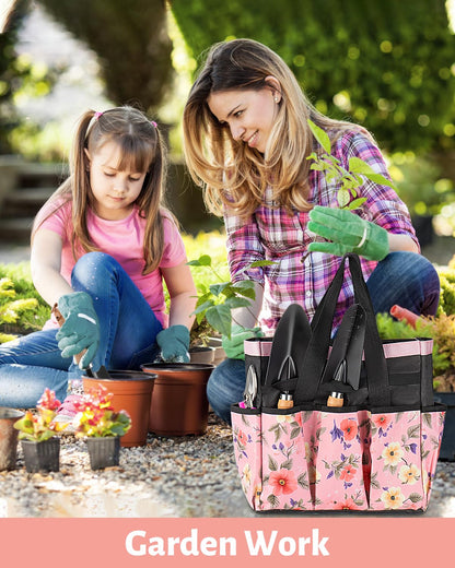9 Piece Garden Tool Set | Heavy Duty Stainless Steel, Ergonomic Non-Slip Rubber Handles, Pruning Shears, Trowel, 600D Storage Tote Bag