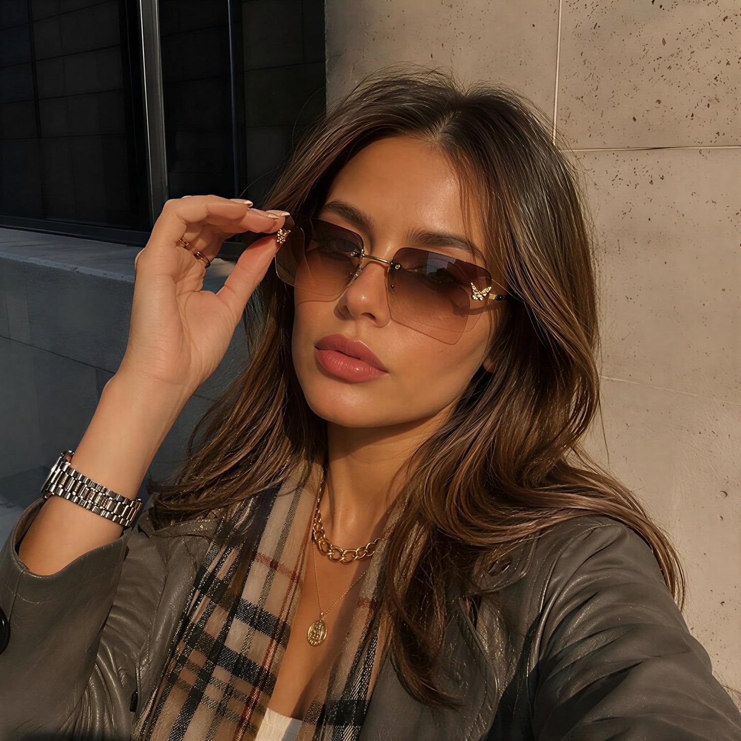Y2k Sunglasses for Women - Trendy Rimless 2000s Fashion Sun Glasses Rave Shades