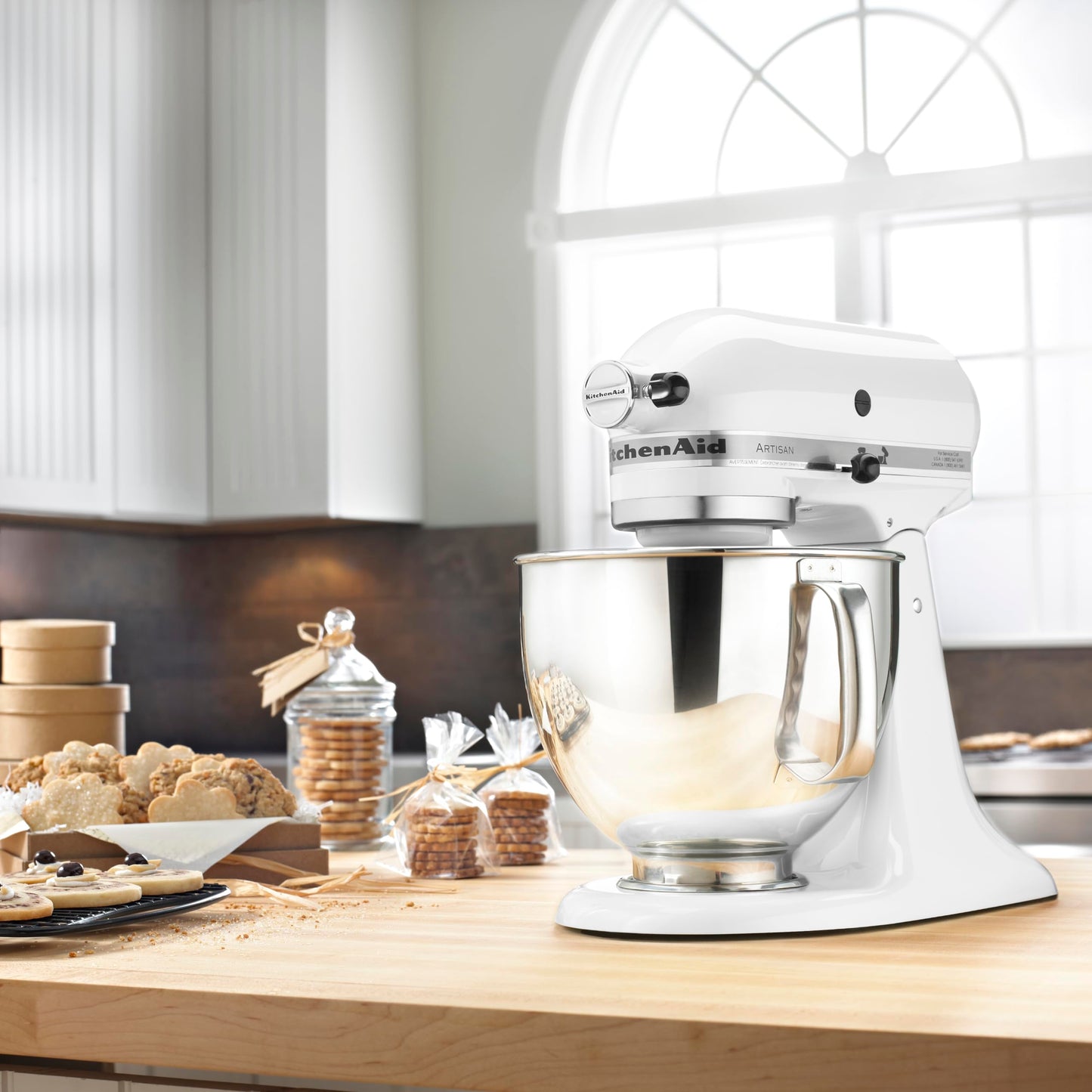 KitchenAid Artisan Series 5 Quart Tilt Head Stand Mixer with Pouring Shield KSM150PS, Almond Cream