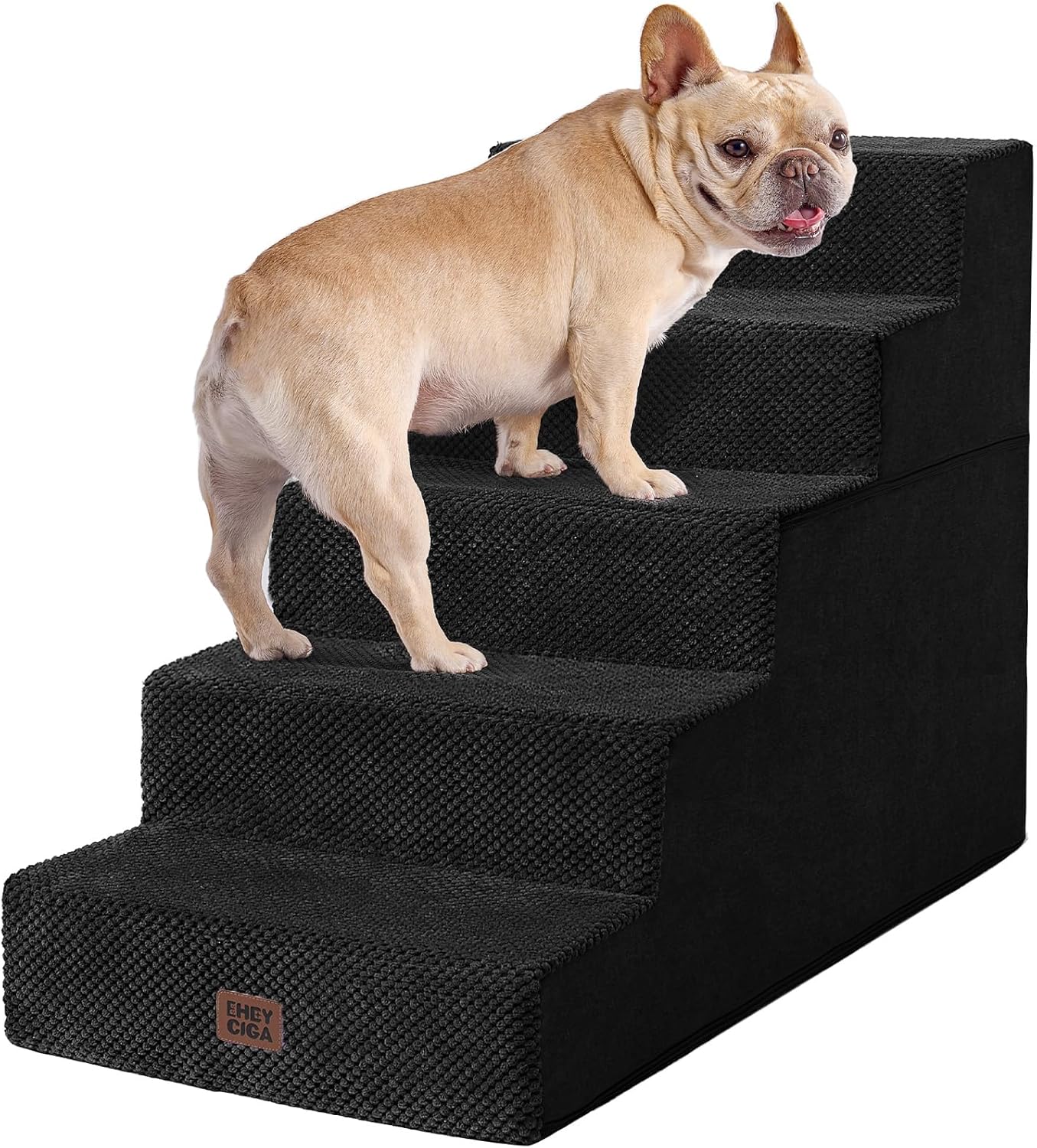 EHEYCIGA Dog Stairs for Small Dogs 13.5" H, 3-Step Dog Steps for Couch Sofa and Chair, Pet Steps for Medium Cats, Non-Slip Balanced Pet Ramp Indoor, Grey
