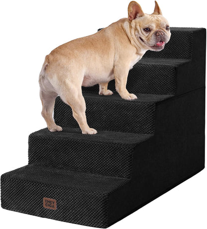 EHEYCIGA Dog Stairs for Small Dogs 13.5" H, 3-Step Dog Steps for Couch Sofa and Chair, Pet Steps for Medium Cats, Non-Slip Balanced Pet Ramp Indoor, Grey