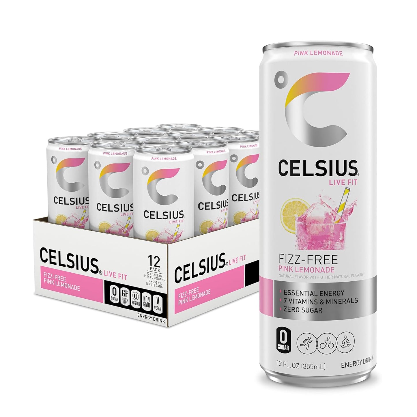 CELSIUS Sparkling Orange, Sugar Free Energy Drink, 12 Fl Oz (Pack of 12)