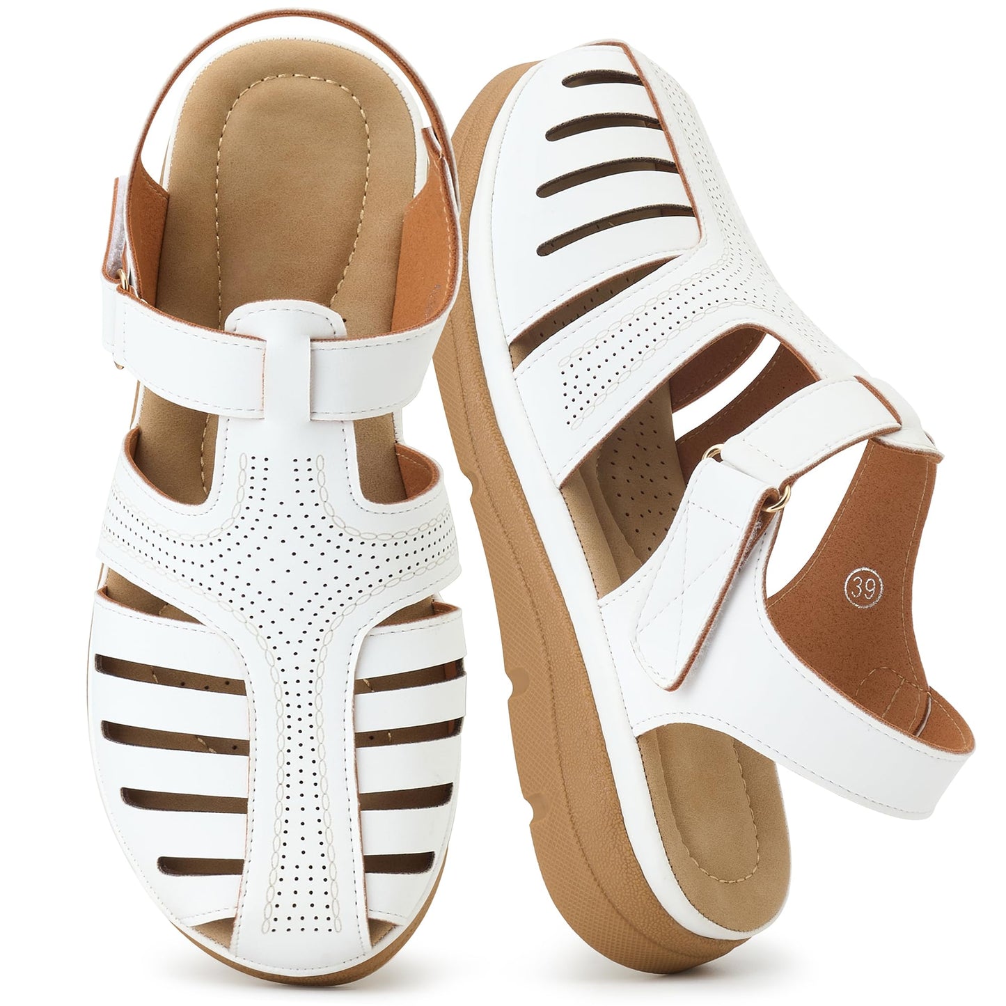 Womens Summer Flat Sandals: Comfortable Closed Toe Dressy Flats Sandals Ankle Strap Casual Outdoor Fisherman Walking Sandal