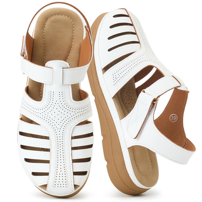 Womens Summer Flat Sandals: Comfortable Closed Toe Dressy Flats Sandals Ankle Strap Casual Outdoor Fisherman Walking Sandal