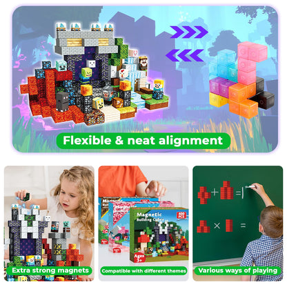 Magneverse Magnetic Blocks - 150 PCS Magnetic Building Blocks for Kids, Magnet Building Cubes for Boys Girls, STEM Montessori Sensory Toys Stacking for 3 4 5 6 7 8 9 10 11 12 13 Birthday Gift