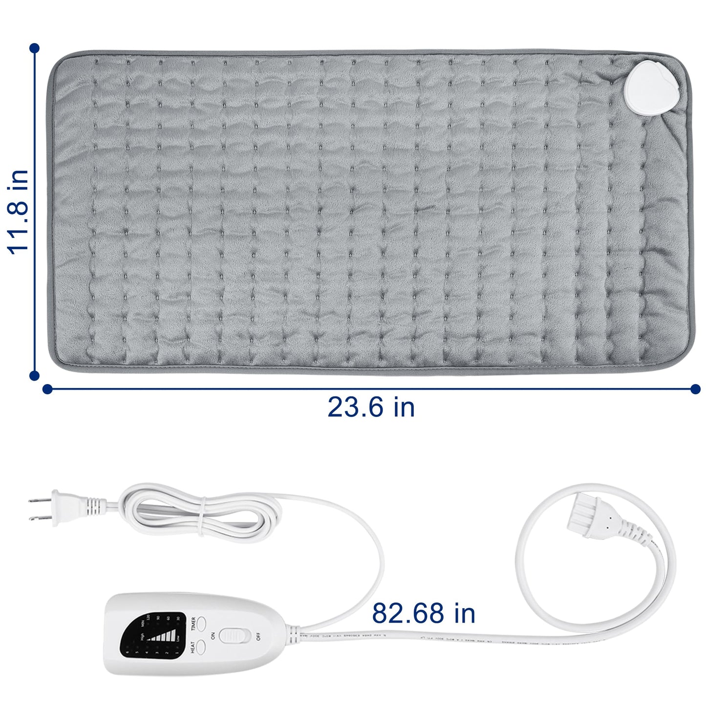 Electric Heating pad with 6 Heat Settings, Auto Shut Off, Dry Electric Heating for Back Neck Knee Arms Legs Shoulder Heat Pads for Christmas Birthday Father Mother's Day (24"X12", Gray Green)