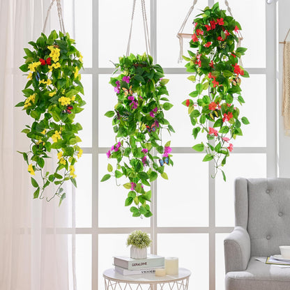 BLEUM CADE Fake Hanging Plants, 2pcs Artificial Pothos Vines Faux Plants Greenery for Wall Home Living Room Office Indoor Outdoor Decor (No Baskets)