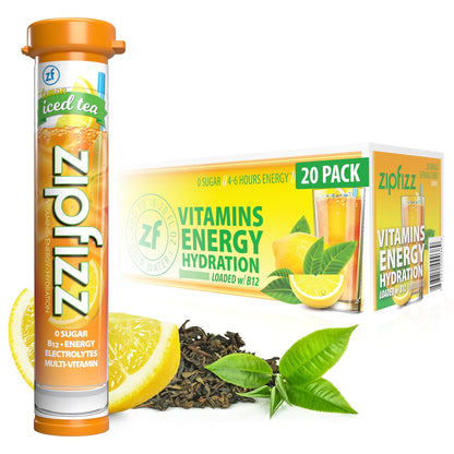 Zipfizz Daily Energy Drink Powder, Blood Orange, 20 Pack | 3-in-1 Sustained Energy, Rapid Hydration, and Essential Vitamins | Sugar-Free | Electrolyte Powder | Contains Vitamin B-12 & Antioxidants
