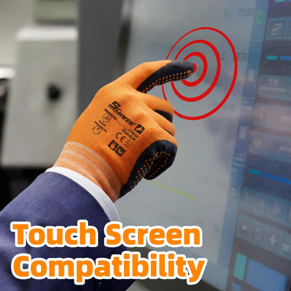 Schwer 3/6/12 Pairs Safety Work Gloves with Certified Level 6 Abrasion Resistance, Gardening Gloves with MicroDot Grip, Touchscreen, General A1 Cut Resistant Glove MicroFoam Nitrile Coated, LT5619, L