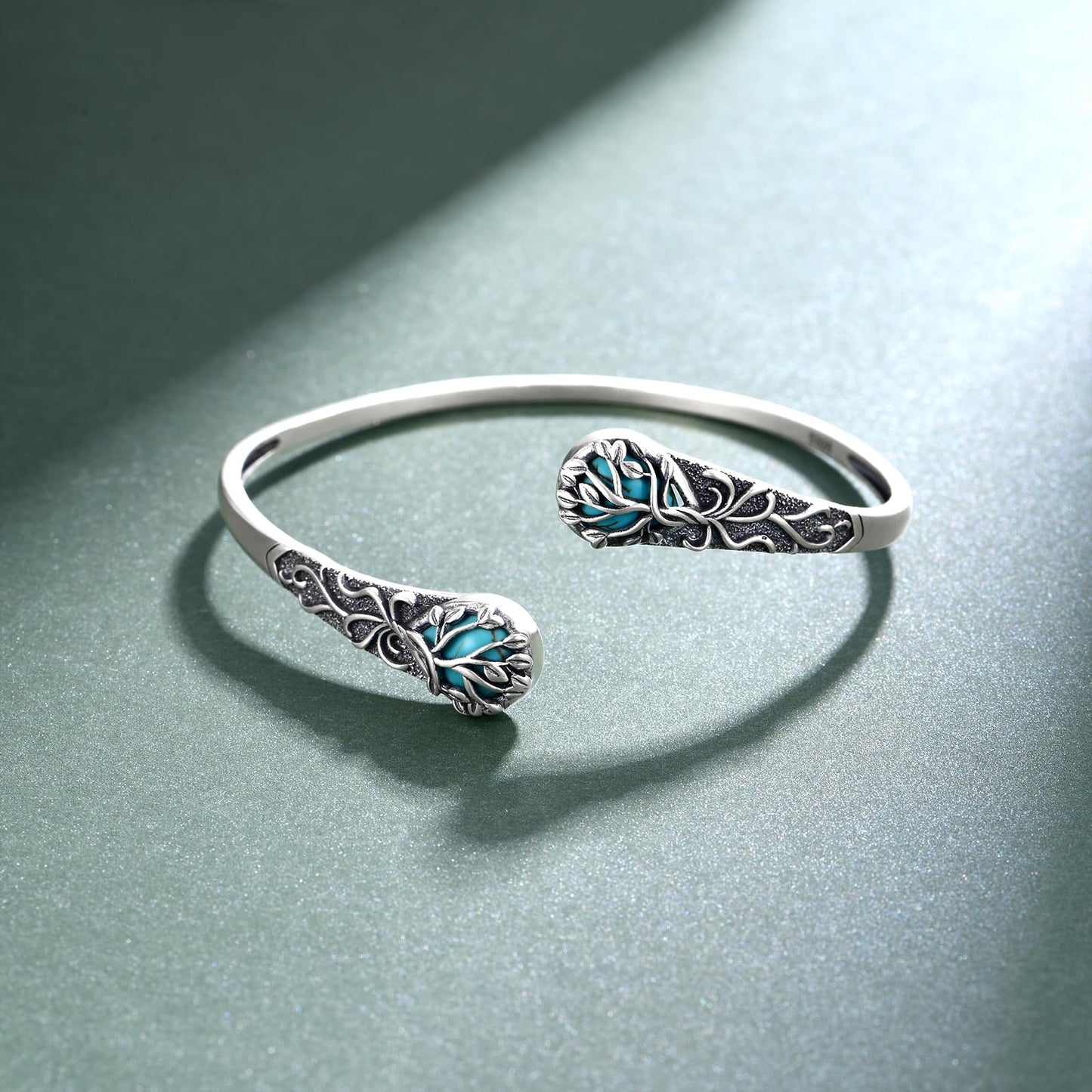 Genuine Turquoise Bracelet for Women 925 Sterling Silver Real Turquoise Cuff Bracelet Vintage Western Jewelry for Women