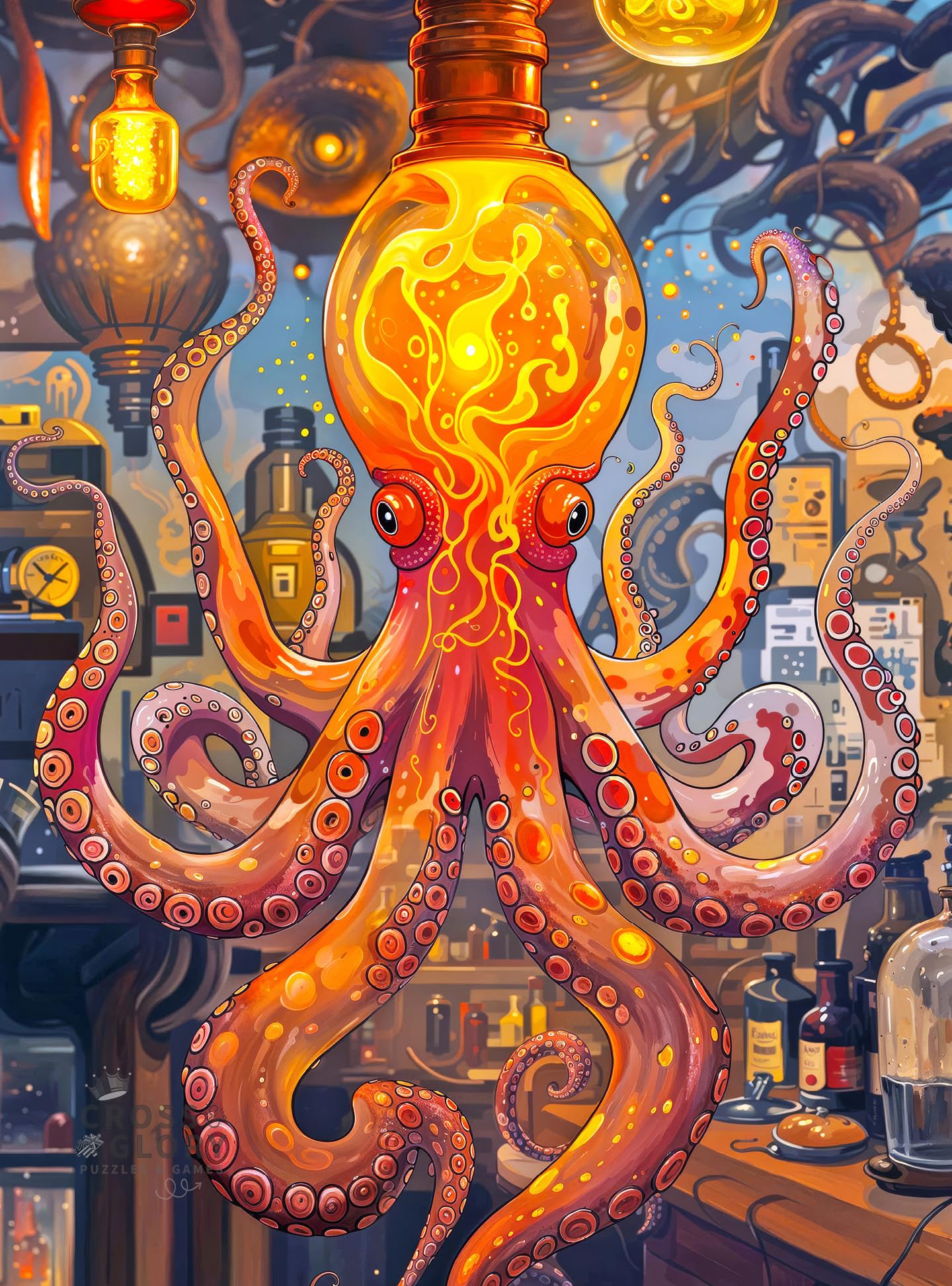 Cross & Glory | Jigsaw Puzzles 1000 Pieces for Adults | Deep Blue Octopus Odyssey | Ocean Octopus Puzzles for Adults | Challenging Brain Teaser Ocean Puzzle | 20 x 27 Inches