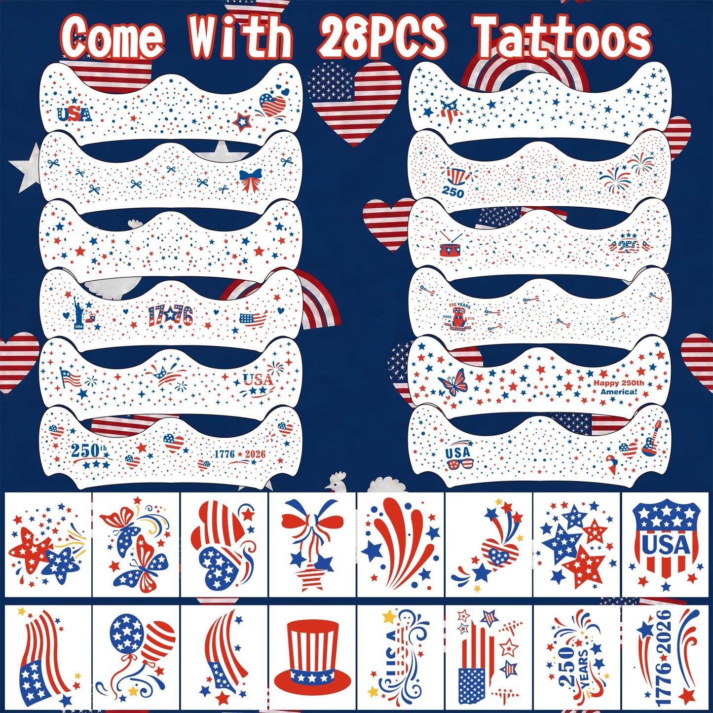 Yazhiji 36 Sheets Temporary Tattoos Stickers, 12 Sheets Fake Body Arm Chest Shoulder Tattoos for Men or Women with 24 PCS Tiny Black Tattoos