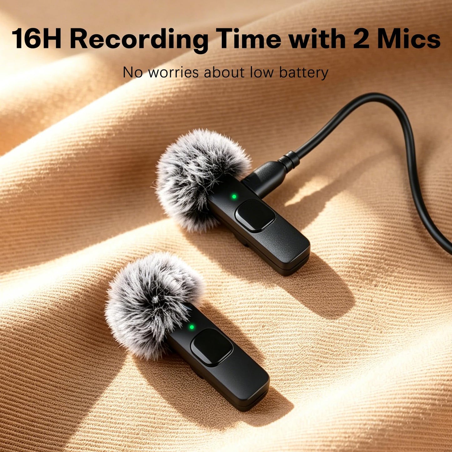 MAYBESTA Wireless Mini Microphone for iPhone, Android Phone - 2 Pack Lavalier Lapel Mic for Audio Video Recording - Clip on Content Creator Microphones for YouTube Tiktok Podcast Vlogging