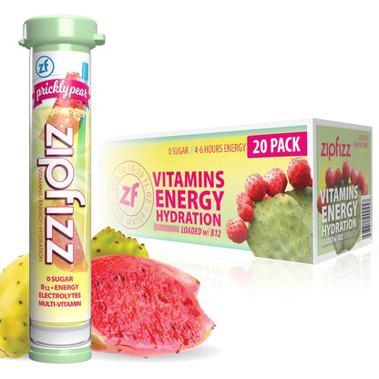 Zipfizz Daily Energy Drink Powder, Blood Orange, 20 Pack | 3-in-1 Sustained Energy, Rapid Hydration, and Essential Vitamins | Sugar-Free | Electrolyte Powder | Contains Vitamin B-12 & Antioxidants