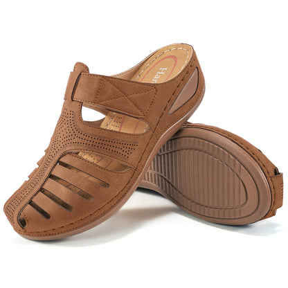 HARENCE Clogs for Women Mules Shoes: Comfortable Dressy Closed Toe Platform Sandals 2026 Summer Casual Adjustable Slip On Walking Wedges
