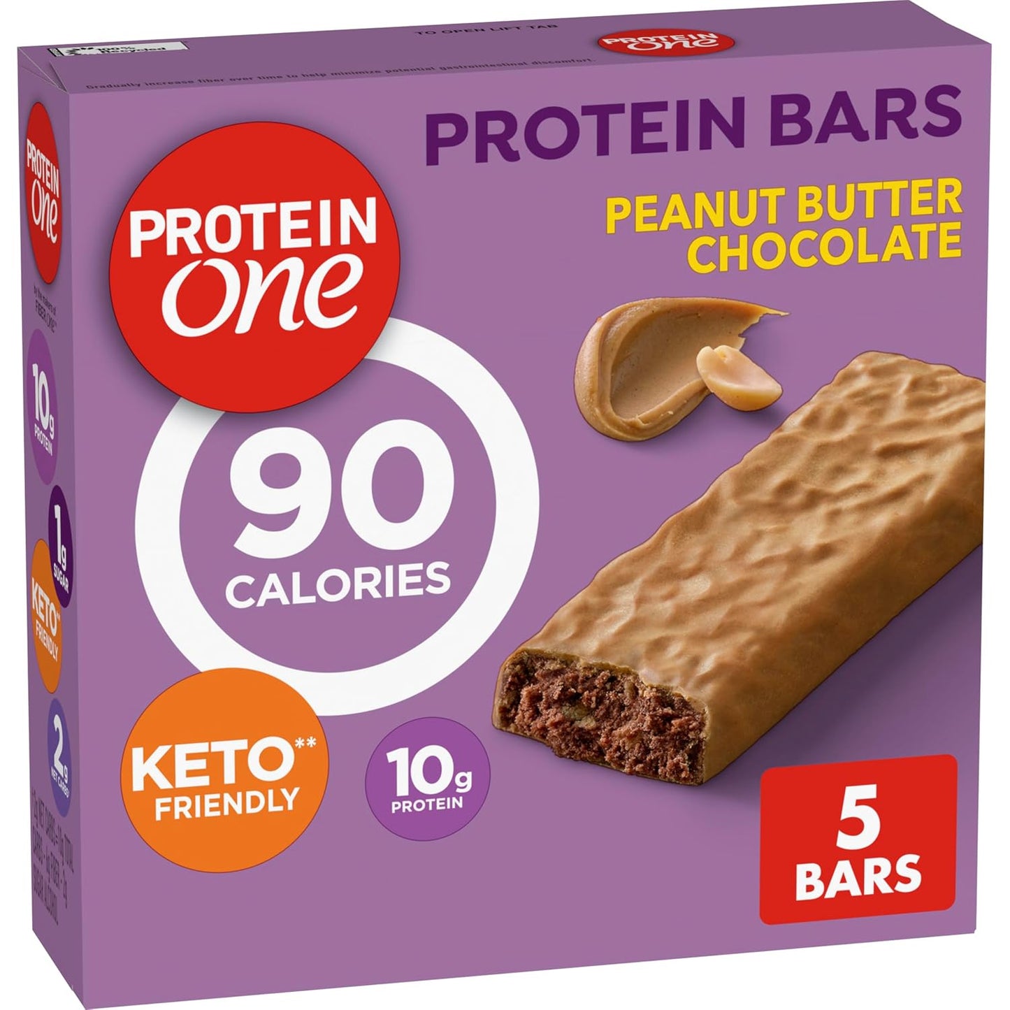 Protein One 90 Calorie Protein Bars, Peanut Butter Chocolate, Keto Friendly, 4.8 oz per box, 5 Ct (Pack of 4)