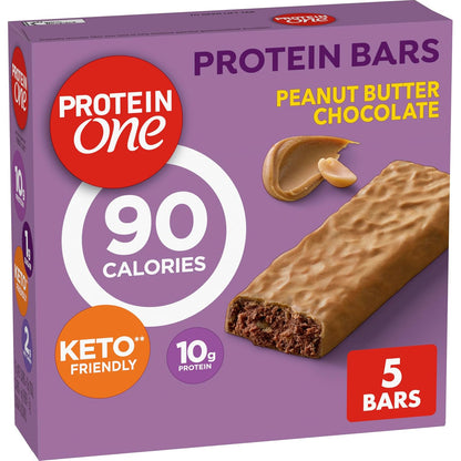 Protein One 90 Calorie Protein Bars, Peanut Butter Chocolate, Keto Friendly, 4.8 oz per box, 5 Ct (Pack of 4)