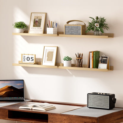 upsimples Floating Shelves for Wall, Wall Shelves for Decor Storage Set of 6, Wall Mounted Wood Shelf for Bedroom, Living Room, Bathroom, Kitchen, Picture Ledge Shelf, Black