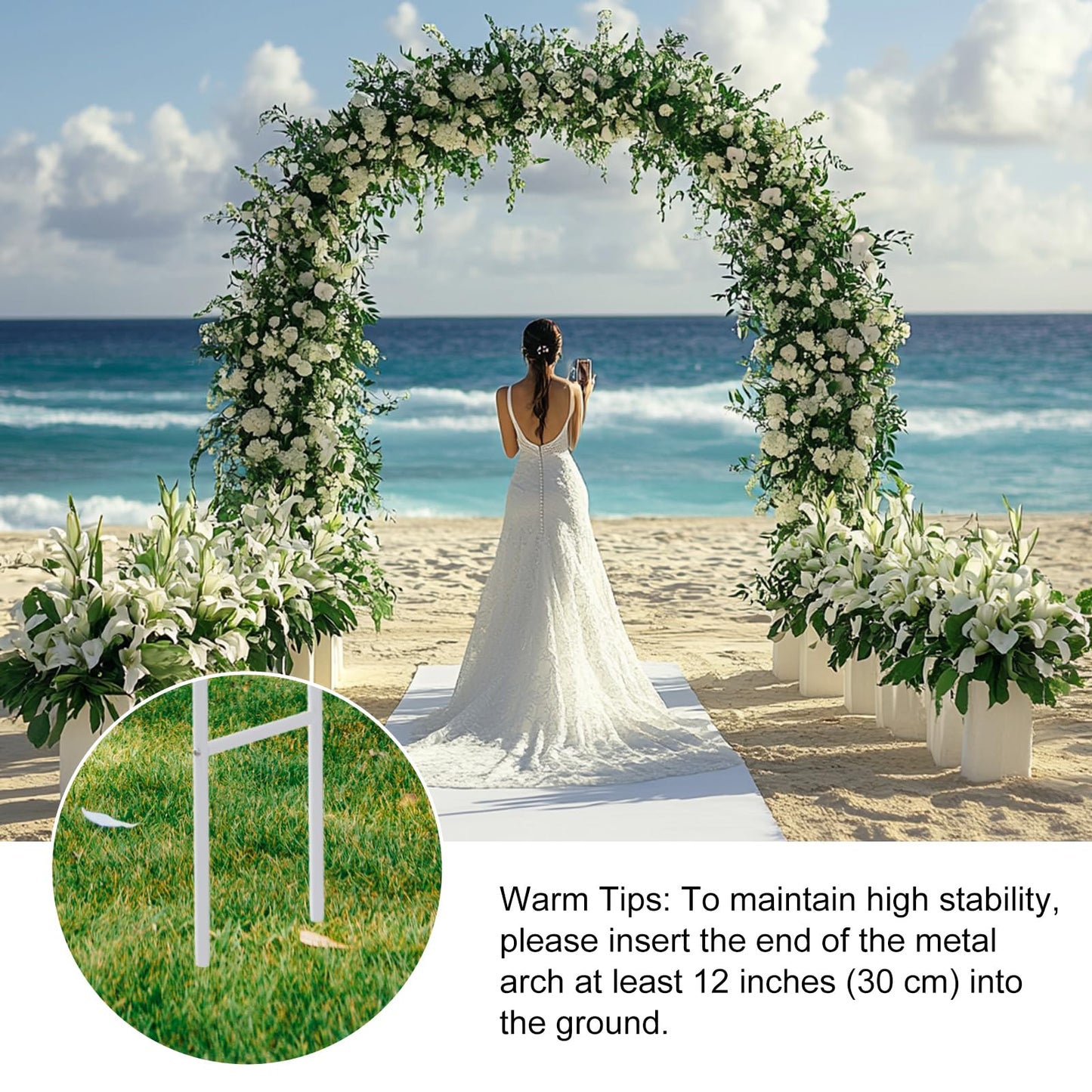 RUBFAC 7.8ft Garden Arch Trellis for Climbing Plants Outdoor, Metal Arch Frame Garden Arbors and Arches, Outdoor Archway for Flower Vines Wedding Bridal Party Decoration, Black