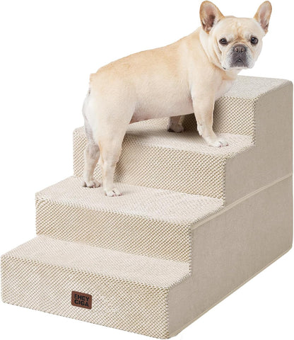 EHEYCIGA Dog Stairs for Small Dogs 13.5" H, 3-Step Dog Steps for Couch Sofa and Chair, Pet Steps for Medium Cats, Non-Slip Balanced Pet Ramp Indoor, Grey