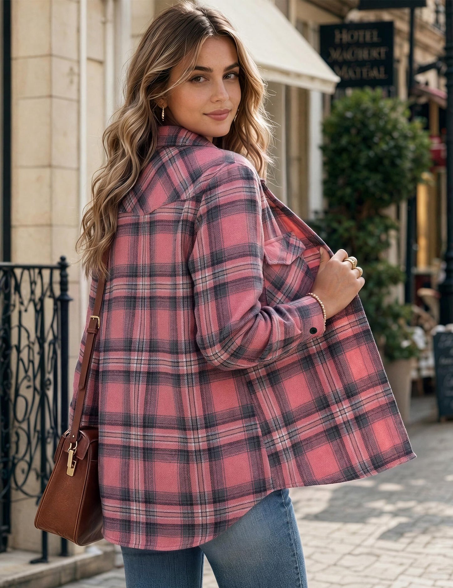 Zeagoo Flannel Shirt Women Plaid Button Down Shackets Long Sleeve Fall Tops | Cotton Brushed Flannel Shirts Lightweight Loose Fit Blouse Business Casual Office Outfits 2026 Fashion Summer Western Clothes