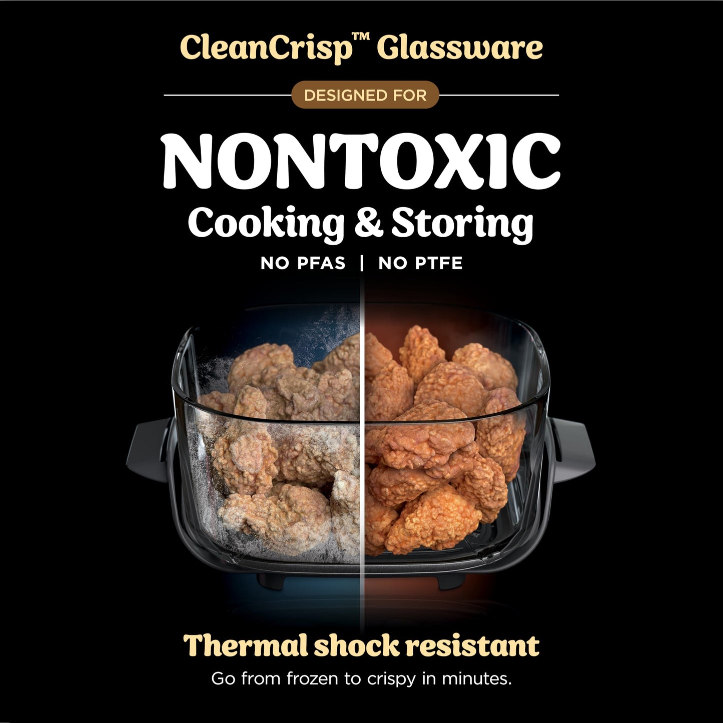 Ninja Crispi 4 in 1 Glass Air Fryer, 450°F, Non Toxic, 4QT and 6 Cup Containers with Lids, Dishwasher Safe, Cyberspace Gray, 1 Count, FN101GY