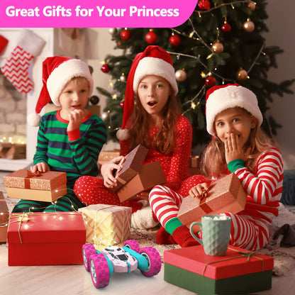 Hamdol Remote Control Car for Kids, 360° Rotating Double-Sided RC Car with LED Headlights, 4WD 2.4GHz Electric Rechargeable Toy Vehicle for Boys and Girls, Perfect Birthday