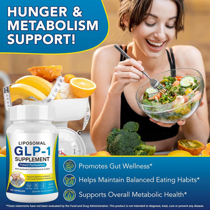 asusxcli GLP-1 Supplement - Dietary Supplement -Synbiotics - Curb Appetite, Boost Metabolism & Support Gut Health for Women & Men Lean Body Support - 90 Capsules