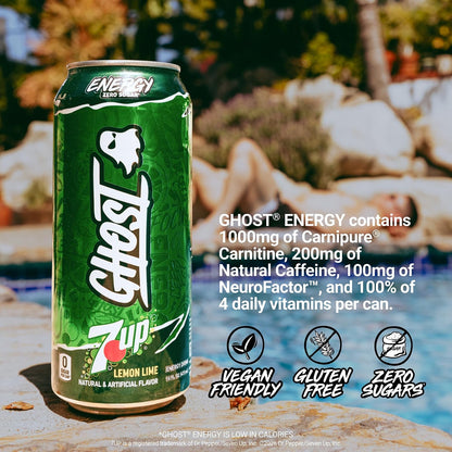 GHOST Energy Drink, Zero Sugars, 12-Pack, Cherry Limeade, 16oz | Energy & Focus Pre Workout Drink, No Artificial Colors, Gluten-Free, Vegan - 200MG Natural Caffeine, L-Carnitine, Taurine