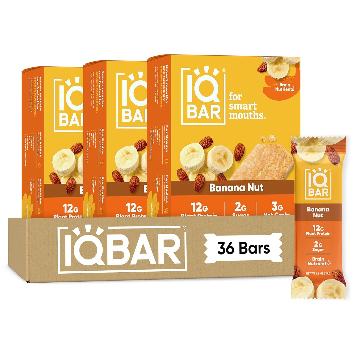 IQBAR Clean Plant Protein Bars, Almond Butter Chip 12-Count | Protein Snack | High Fiber, High Protein, Low Sugar, Clean Label Project Certified | Gluten Free, Dairy Free, Vegan, Keto, Soy Free